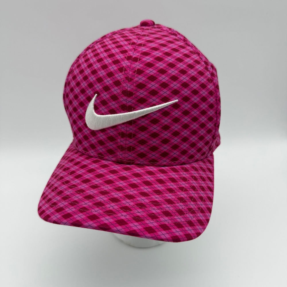 Nike Golf Classic99 Dri-FIT Pink Plaid Swoosh Hat Cap OSFM Preppy Y2K